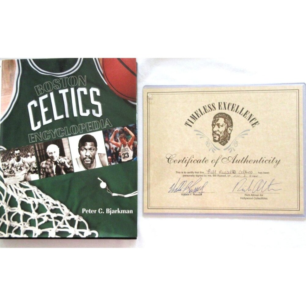 Boston Celtics Encyclopedia Book And COA Signed By Bill Russell Hardcover